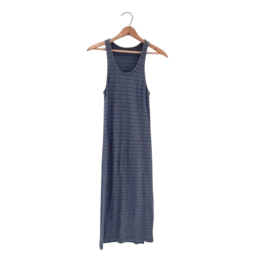 Monrow Stripped Tank Dress‎ Midi Slit Blue - Size XS